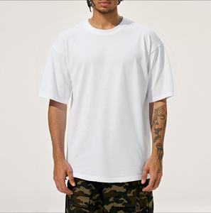 Camiseta de algodón grueso de 200 g/m² con cuello redondo, estilo cropped, lisa, personalizable, oversize, para hombre, de verano - Product Image 1