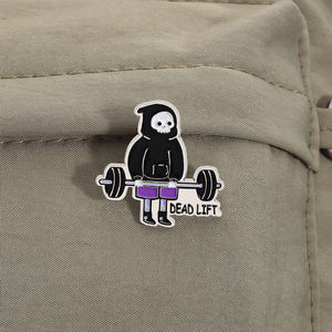 هيكل عظمي جيم المينا دبوس مضحك بروش اللياقة البدنية رفع الاثقال شارة المجوهرات هدية للأصدقاء بالجملة - Product Image 3