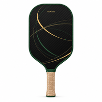 Raquette de pickleball en fibre de carbone T700 vert foncé et or, 16 mm, avec support OEM/ODM et certification USA Pickleball