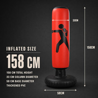 Sac de frappe gonflable pour enfants, colonne de boxe de 158 cm de haut, en PVC épaissi, base ronde sur pied, vente en gros, OEM, ODM, usine
