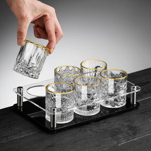 Vasos de chupito con borde dorado de lujo, vasos de cristal para whisky, vasos transparentes para beber Vodka escocés, Tequila Ron - Product Image 2