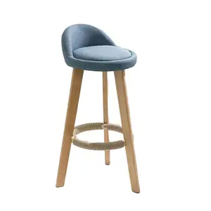 새로운 디자인 아침 식사 벨벳 단단한 나무 바 의자 블루 컬러 65cm 세련된 디자인