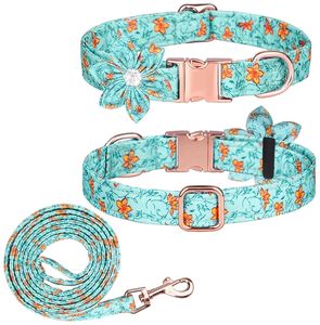 <span class=keywords><strong>Collar</strong></span> de gato y perro estampado colorido con hebilla dorada Correas y collares de poliéster de lujo para mascotas con nudo de flor extraíble - Product Image 6