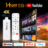HS89 T15 Android TV Stick RK3539 Compatible con Wifi6 Dual Personalizado, BT5.4, Control Remoto por Voz Inteligente, Decodificador de Video 4K para Venta al Por Mayor