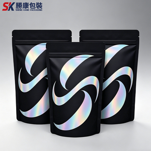 ถุงซิปล็อคแบบตั้งได้ สีดำด้าน ใช้ซ้ำได้ ปิดผนึกด้วยความร้อน พิมพ์กราเวียร์ กันความชื้น ผลิตจากอลูมิเนียมฟอยล์และพลาสติก PE สำหรับบรรจุอาหาร - Product Image 1