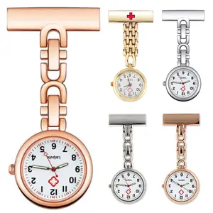 Customized Luminous Nurse Pocket Watch Stainless Steel Lapel Quartz Movement For nurses doctors Gold Unisex Medical Clock