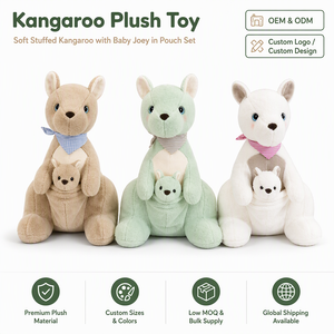 Peluche <span class=keywords><strong>Kangourou</strong></span> Douce avec Bébé <span class=keywords><strong>Kangourou</strong></span> <span class=keywords><strong>dans</strong></span> la Pochette, Trois Couleurs, OEM ODM Personnalisé, Vente en Gros - Product Image 1