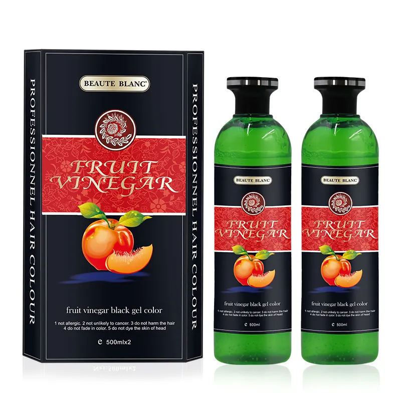 Meilleure vente Beaute Blanc vinaigre de fruit naturel sans ammoniaque teinture pour les cheveux noirs Gel couleur 500ml * 2