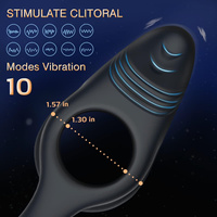 Anneau pénien en silicone médical étanche pour hommes, 10 modes de vibration, mini vibromasseur, anneau de pénis, gaine pénienne en silicone