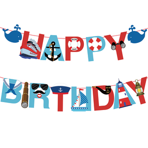 Guirnalda de <span class=keywords><strong>Papel</strong></span> con Diseño Náutico de Velero, Yate y Faro para Decoración de Fiesta de Cumpleaños Infantil - Product Image 1