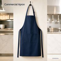 Tablier de cuisine bleu marine lavable et réutilisable, robuste, en polyester filé 240 GSM, réglable, à 2 poches, pour restaurant/hôtel, personnalisable, vente en gros