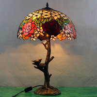 Lampes de table modernes américano-européennes Creative Rose Bird Design New Creative Rose Glass for Eye Protection for Bedroom Living