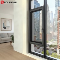 Ventana Corredera Abatible de Aluminio con Marco Ultra Delgado Rolansini, Vidrio Templado para Edificios Modernos