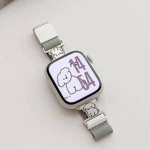 Bracelet de montre en métal Milanese The Cute Puppy compatible avec les montres <span class=keywords><strong>Watch</strong></span> Ultra 2/1, bracelet de montre tendance pour <span class=keywords><strong>cadran</strong></span> 38/45/49mm, séries 10 9 8 7 6 - Product Image 4