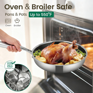 13Pcs NonStick Full Clad 3ply 304 Stainless Steel Honeycomb <strong>Cookware</strong> <strong>Set</strong> Gas Induction Pots and Pans <strong>Set</strong> with Glass Lid - Product Image 5