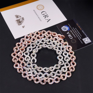 Brilliant Luster 10mm <b>Iced</b> <b>Out</b> Moissanite Infinity Link <b>Chain</b> 925 Sterling Silver Hip Hop Rhodium Plated Gift Party - Product Image 3