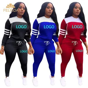 Marque Logo personnalisé pull femmes sweats à capuche pantalons de survêtement pantalons tenues automne deux pièces ensemble sweats survêtements