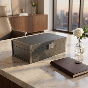 Boîte Cadeau Luxe en Charbon <span class=keywords><strong>de</strong></span> Bois <span class=keywords><strong>à</strong></span> Texture Ardoise, Style Industriel Moderne, pour Cadeaux <span class=keywords><strong>de</strong></span> Dédication pour PDG et Cadres Dirigeants - Product Image 3