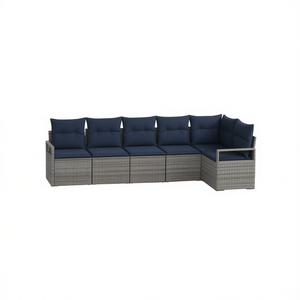 Ensemble de canapés de jardin en polyrotin gris moderne, 8 places, meubles d'extérieur résistants aux intempéries, design contemporain - Product Image 1