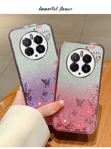 Pour <span class=keywords><strong>Huawei</strong></span> Mate60 Étui de téléphone portable en TPU électro-plaqué Secret Garden Paillettes dégradées Fleurs Anti-chute pour Honor 9X Pro - Product Image 2