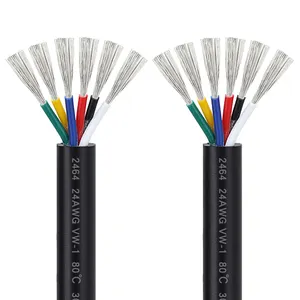 Vente en gros cordon d'alimentation 2464 PVC 24awg 6 fils de fil de cuivre étamé câble