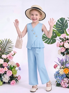 Completo Estivo 2026 per Bambini: Gilet Senza Maniche, Top e Pantaloni - Nuovo Completo Casual da Bambina in Due Pezzi - Product Image 4