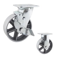 Roulettes robustes de 50x100mm, 4, 5, 6, 8 pouces, roulettes pivotantes en fonte, freins fixes
