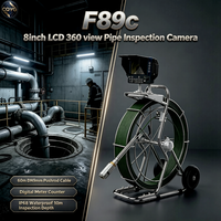 Caméra d'inspection de canalisation haute performance 1080P IP68 F89c avec écran LCD 8 pouces, sonde rotative à 360°, portée de détection de 60 m pour les canalisations d'égout