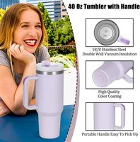 Mug isotherme personnalisé en acier inoxydable à double paroi de 40 oz avec poignée et paille – Cadeau en gros