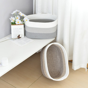 Cotton Woven Storage Basket Rectangle Foldable <b>Laundry</b> Basket Clothing Organizer 100% Cotton Fabric - Product Image 2