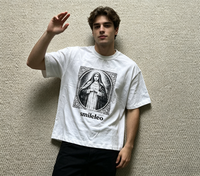 Camiseta de Hombre, Estampado Retro, Manga Corta, Holgada, Informal, Venta al Por Mayor