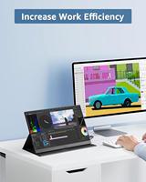 Moniteur portable AHXJKA 16 pouces 1920x1200 1200P 16:10 120Hz avec étui de protection en cuir, un seul câble, multi-écrans, compatible Win/Mac/Console