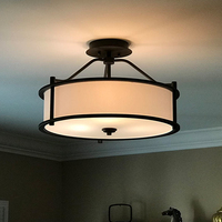 Plafonniers LED semi-encastrés ETL style ferme, luminaires de plafond en tissu pour salon