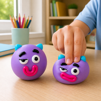 Balle anti-stress TPR souple à visage changeant, jouet sensoriel pour soulager le stress et l'anxiété, nouveauté amusante, cadeau pour enfants