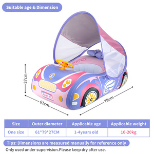 Swimbobo Kids <strong>Inflatable</strong> Car Swimming Seat Boat Floating Toddler Water <strong>Toy</strong> Steering Children Swim Pool Float Ring With Canopy
