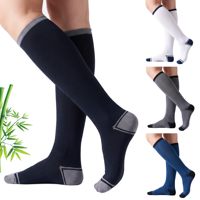 Chaussettes de compression montantes en fibre de bambou premium, anti-humidité, avec talon et bout renforcés, large bord de manchette, pour la course à pied