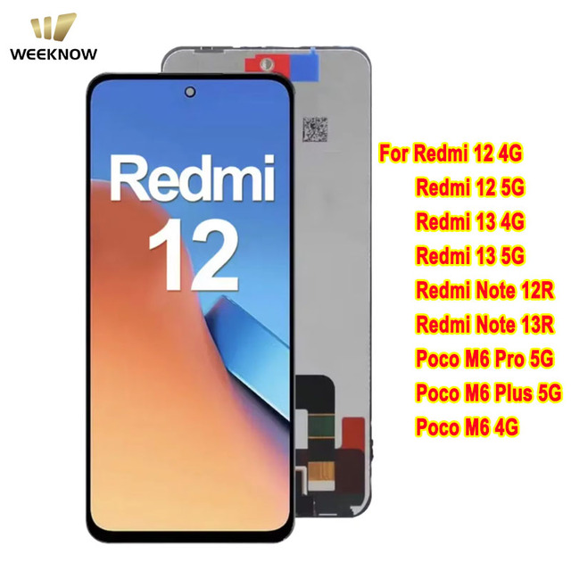 Factory Direct OEM LCD Screen Replacement for Redmi 12 LCD Display Touch Screen Assembly for Redmi 13 Note 12R Note 13R Poco M6