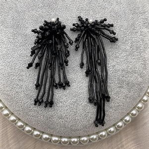 Patchs perlés de fleurs de gland en tissu avec appliques de perles de cristal perlées à la main pour bricolage chaussures chapeaux boucles d'oreilles accessoires vestimentaires - Product Image 3