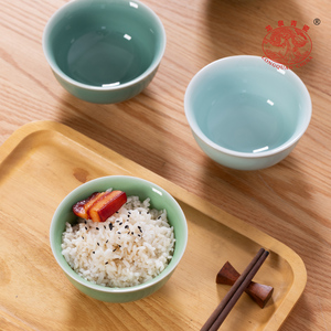 Tazón de Arroz de Cerámica Lisa Celadón Premium de 4.5 Pulgadas, Porcelana Tradicional Cocida, Vajilla Azul Verde para Mesa de Comedor y Cocina - Product Image 2