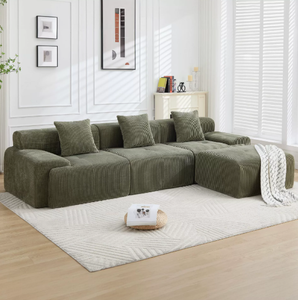 Ensemble de canapés modulaires modernes en tissu corduroy, <span class=keywords><strong>canapé</strong></span> en forme de L, meubles de salon, <span class=keywords><strong>canapé</strong></span> confortable et grand, luxe - Product Image 1