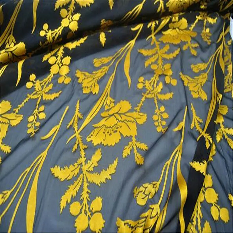 12m/m 140cm Floral Design Fashion Silk Burn Out Silk Opal Fabric for Elegant Costume Dress