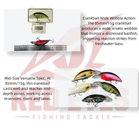 Leurre Artificiel Rigide Bionique Red Eyes Crankbait 85mm 15g pour Achigan d'Eau Douce – Stock d'Usine, Vente en Gros de Matériel de Pêche