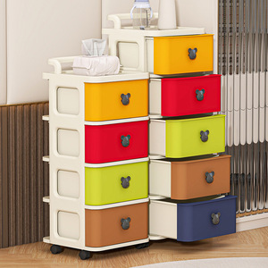 Armoire de rangement moderne à 5 tiroirs en plastique avec roulettes et poignée pour organiser les jouets et les vêtements des enfants, solution gain de place - Product Image 1