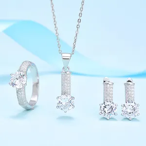 Fashion Necklace Earring 925 Sterling Silver Women Jewelry Set