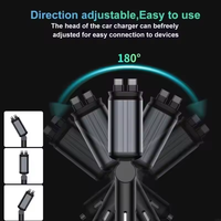 Cargador de Coche Superrápido 4 en 1 de 120W con Cables Retráctiles Dobles Tipo-C, Carga Rápida Multi-puerto para Teléfonos Inteligentes
