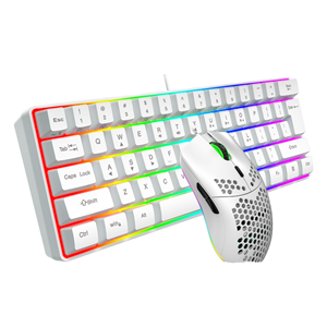 Venta caliente HXSJ V700 RGB Luminous USB New <span class=keywords><strong>Keyboard</strong></span> <span class=keywords><strong>Mouse</strong></span> Combos 61-Keys Gaming Set para English Membrane - Product Image 1
