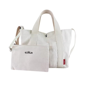 Sac fourre-tout en toile de coton de taille moyenne avec fermeture à bouton, poignée longue, sac de shopping pour usage quotidien - Product Image 4
