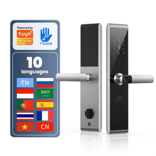 2026 NEW Tuya/TTLOCK Smart Door Lock with Fingerprint Card Password Key & App Control Cloud Storage for Aluminum Doors