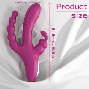 Tiga Motor <span class=keywords><strong>Vibrator</strong></span> kelinci untuk wanita, stimulasi multi-titik tipe manik tarik dalam tubuh tongkat peri - Product Image 6