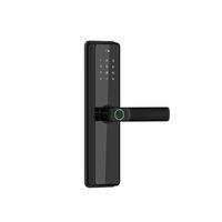 Serrure de porte intelligente WiFi en alliage d'aluminium avec déverrouillage par empreinte digitale via l'application Tuya, compatible avec les portes en bois, visionneuse de porte et carte mémoire pour une sécurité financière accrue